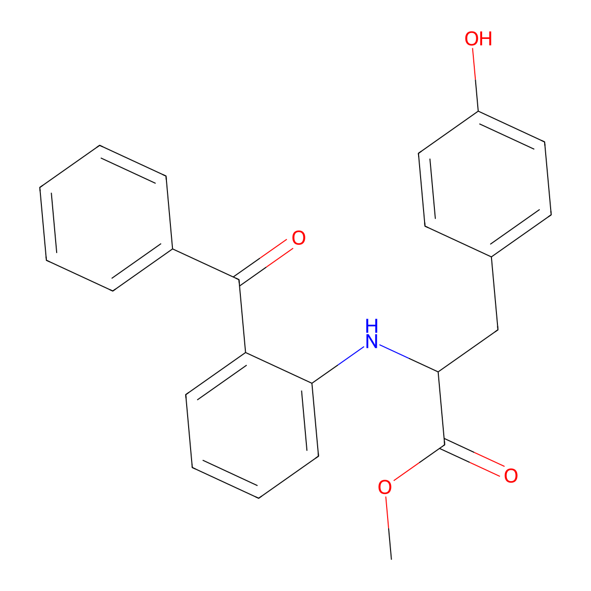 Methyl 2-[(2-benzoylphenyl)amino]-3-(4-hydroxyphenyl)propanoate molecular structure, CAS 196810-09-0