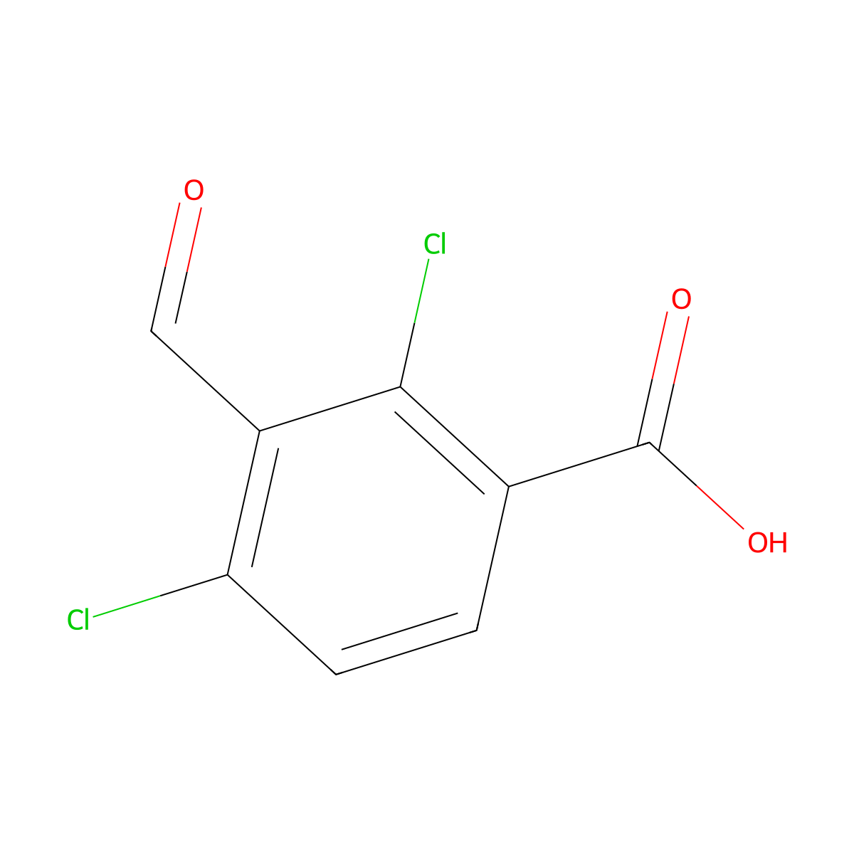 2,4-Dichloro-3-formylbenzoic acid molecular structure, CAS 196819-51-9