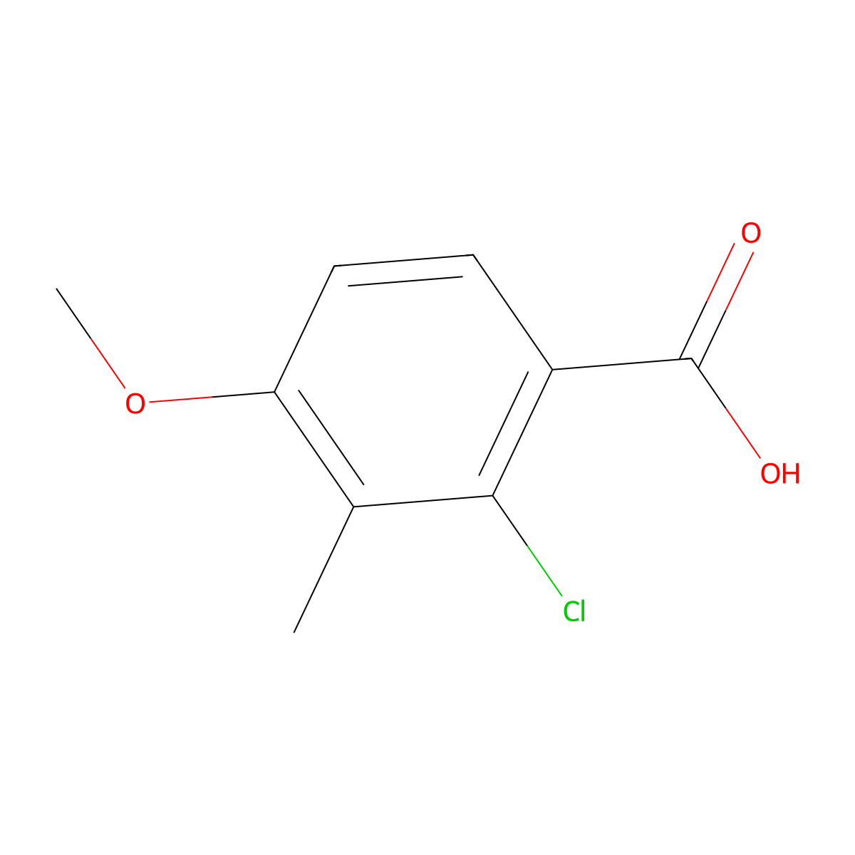 2-Chloro-4-methoxy-3-methylbenzoic acid molecular structure, CAS 196819-88-2