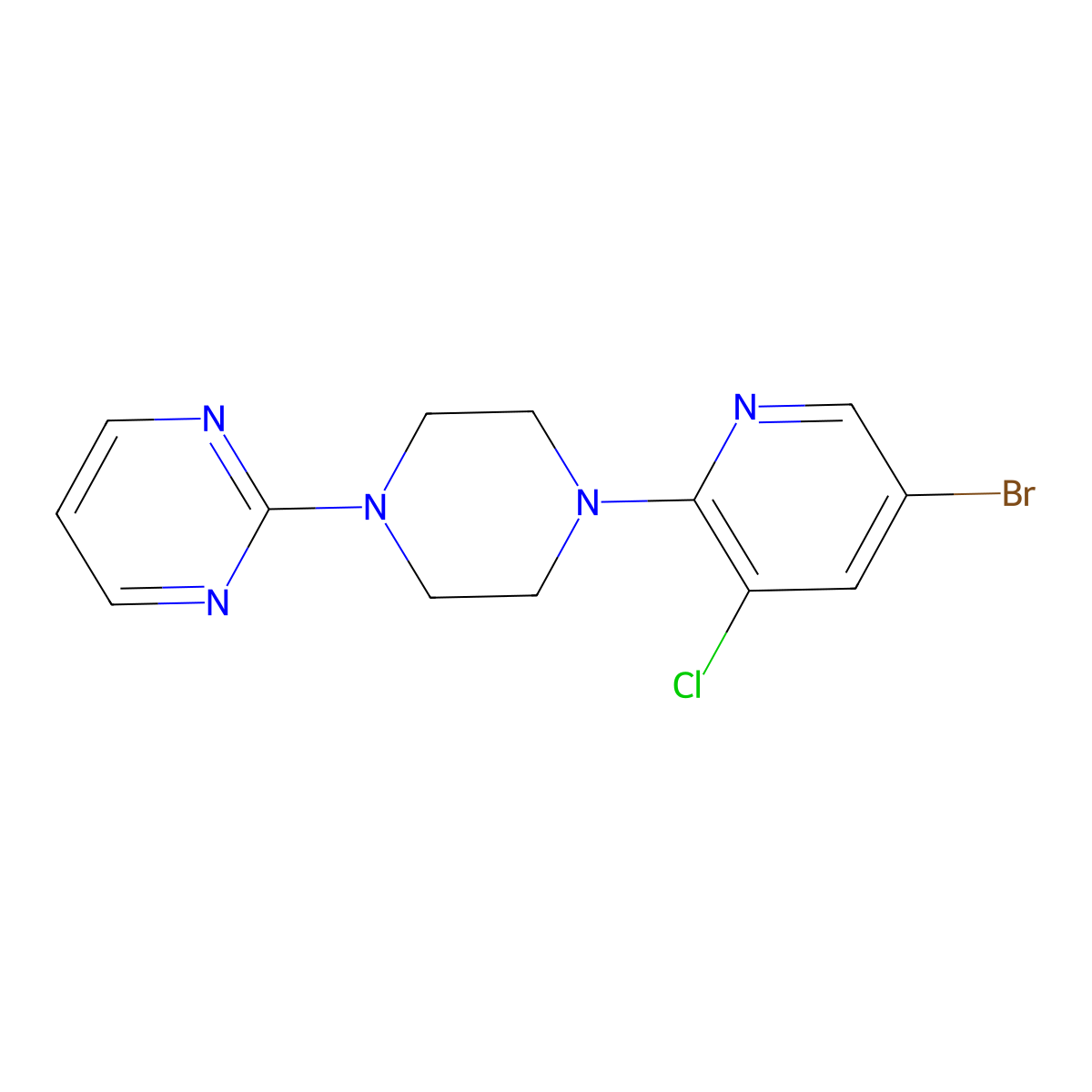 2-[4-(5-Bromo-3-chloropyridin-2-yl)piperazin-1-yl]pyrimidine molecular structure, CAS 1968190-23-9