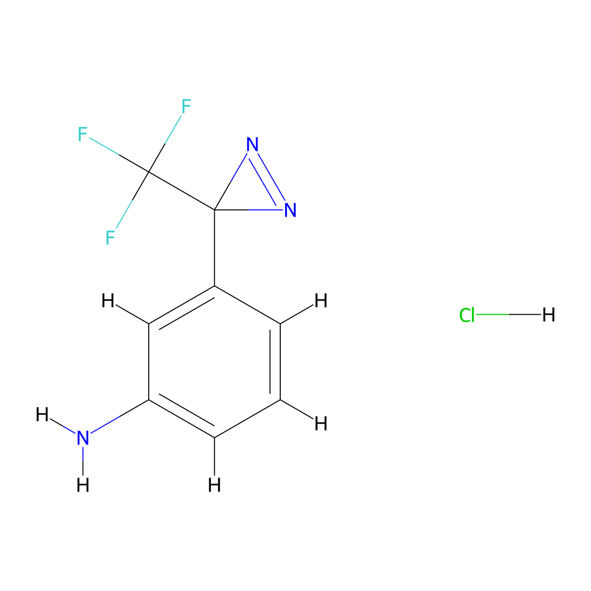3-(3-(trifluoromethyl)-3H-diazirin-3-yl)aniline hydrochloride molecular structure, CAS 196820-30-1