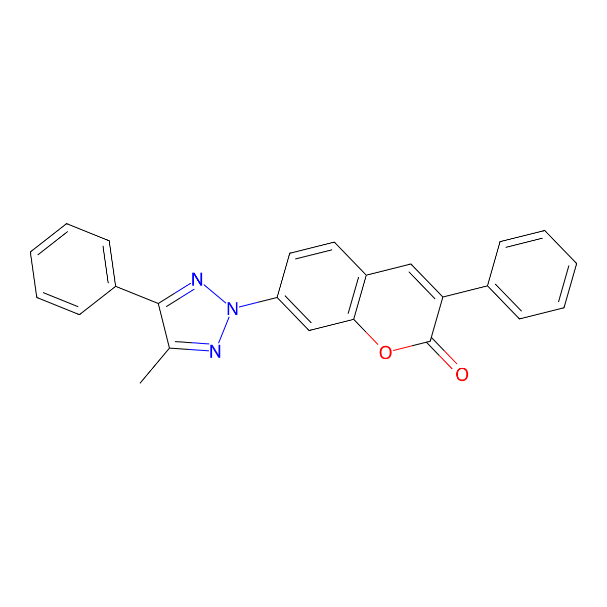 2H-1-Benzopyran-2-one, 7-(4-methyl-5-phenyl-2H-1,2,3-triazol-2-yl)-3-phenyl- molecular structure, CAS 19683-09-1