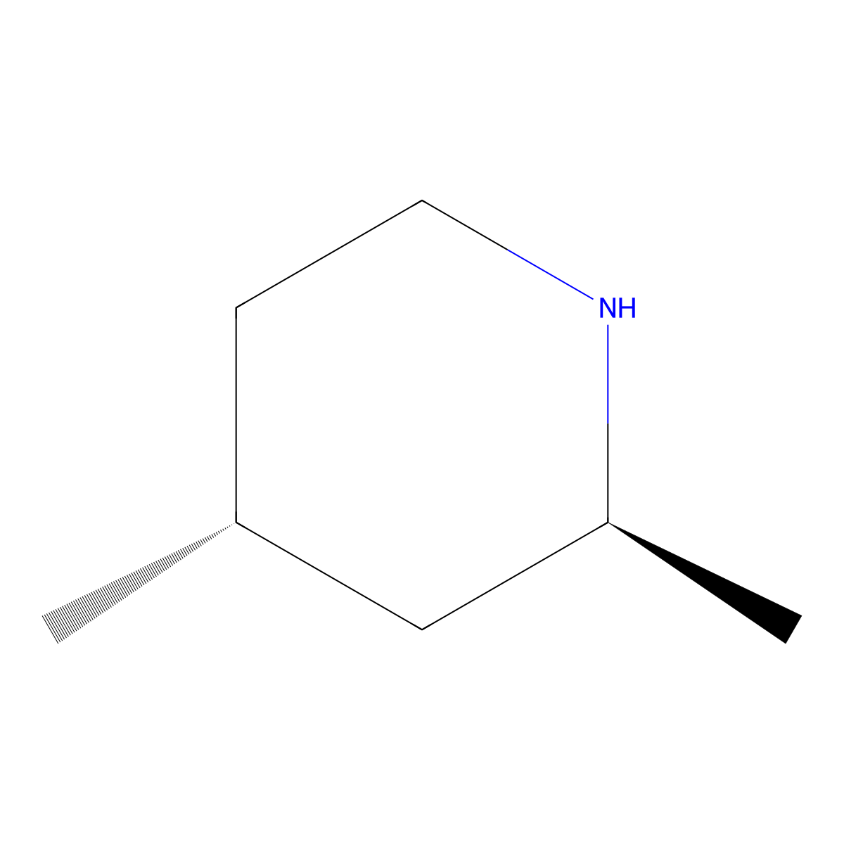 2,4-Dimethylpiperidine, trans- molecular structure, CAS 19683-92-2