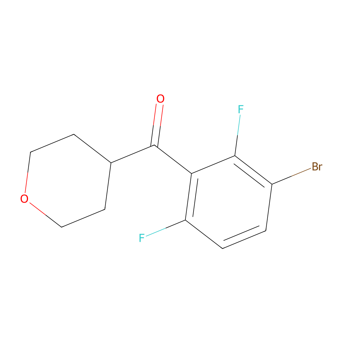(3-Bromo-2,6-difluorophenyl)(tetrahydro-2H-pyran-4-yl)methanone molecular structure, CAS 1968478-17-2