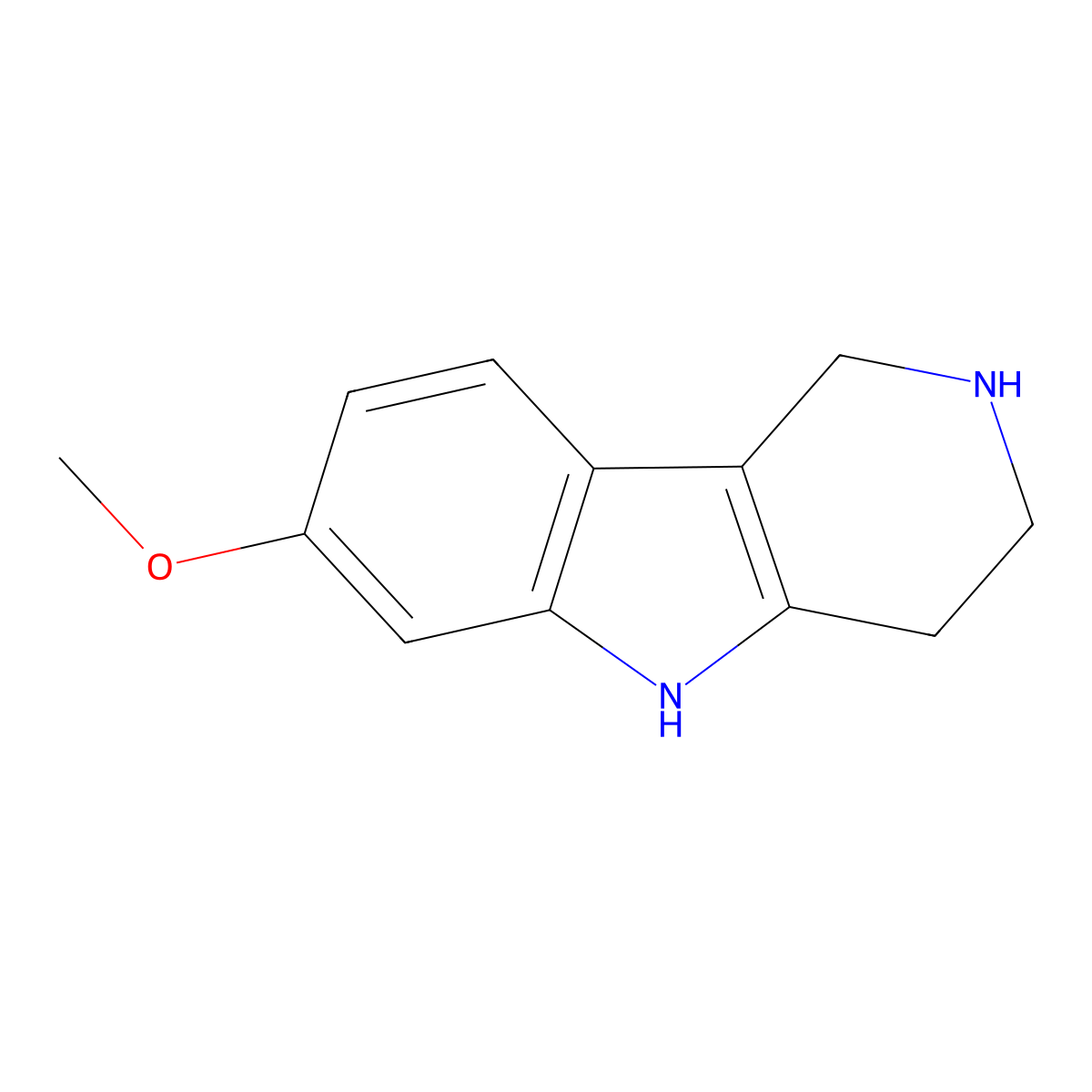 7-methoxy-2,3,4,5-tetrahydro-1H-pyrido[4,3-b]indole molecular structure, CAS 19686-12-5