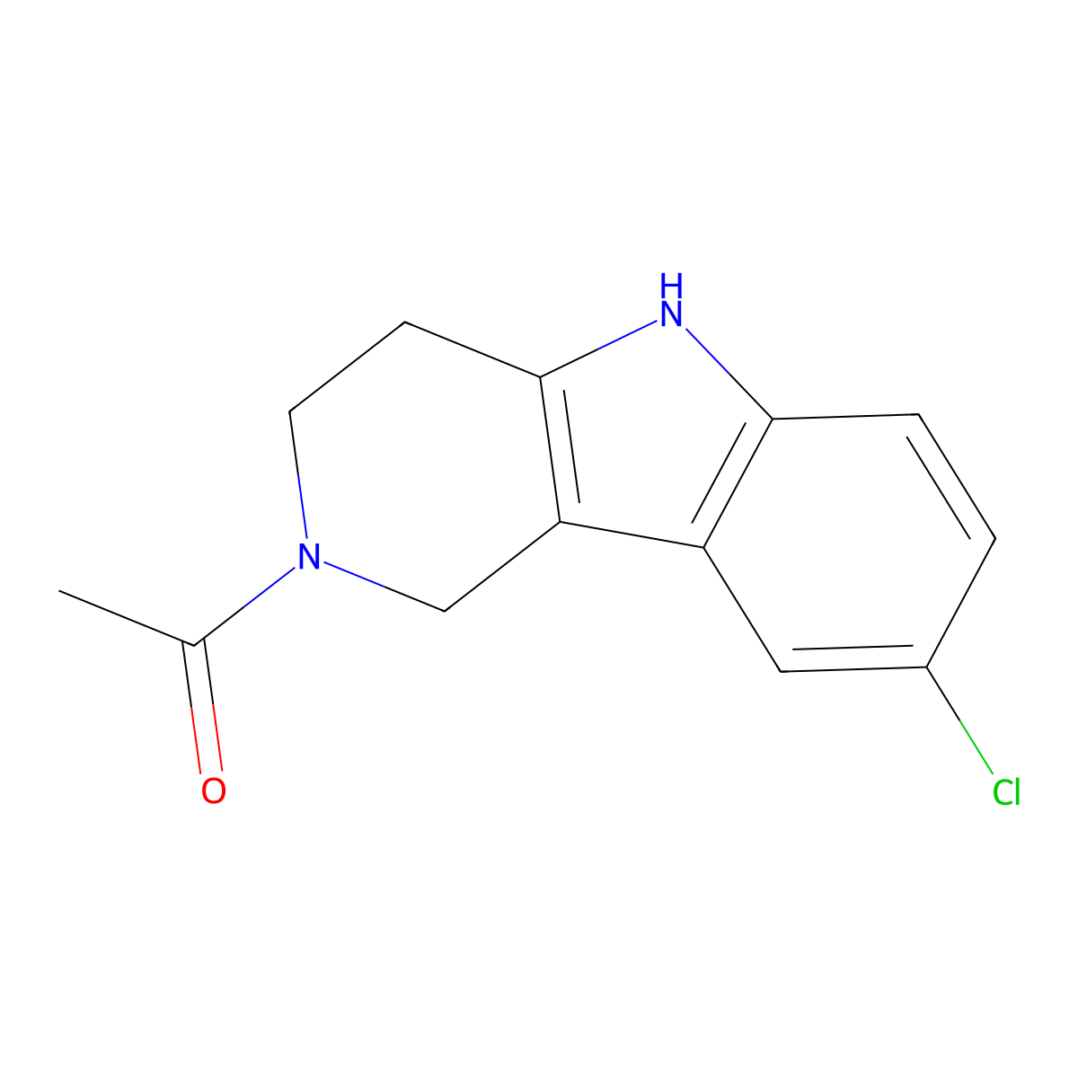 1-(8-chloro-1,3,4,5-tetrahydro-2H-pyrido[4,3-b]indol-2-yl)ethanone molecular structure, CAS 19686-26-1