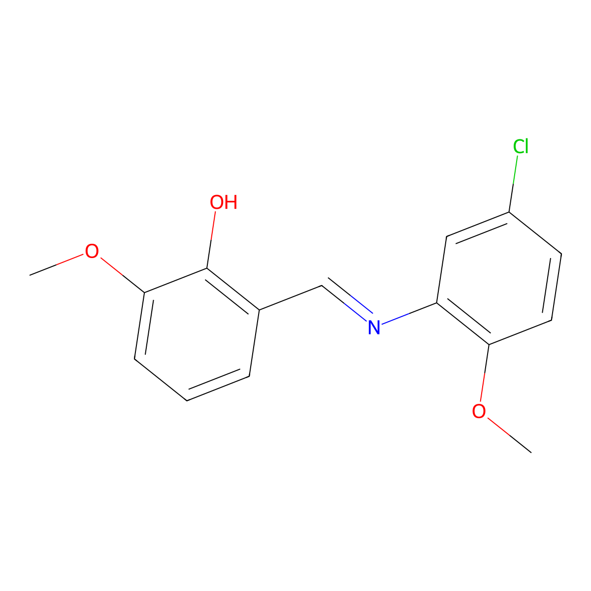 2-{(E)-[(5-chloro-2-methoxyphenyl)imino]methyl}-6-methoxyphenol molecular structure, CAS 196868-49-2