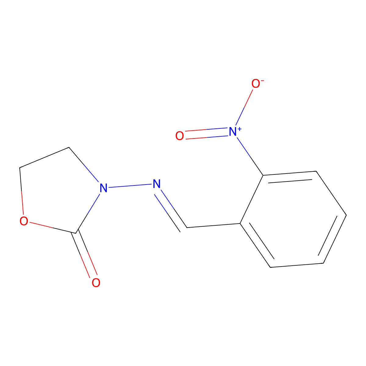 2-Oxazolidone, 3-((o-nitrophenyl)methyleneamino)- molecular structure, CAS 19687-73-1