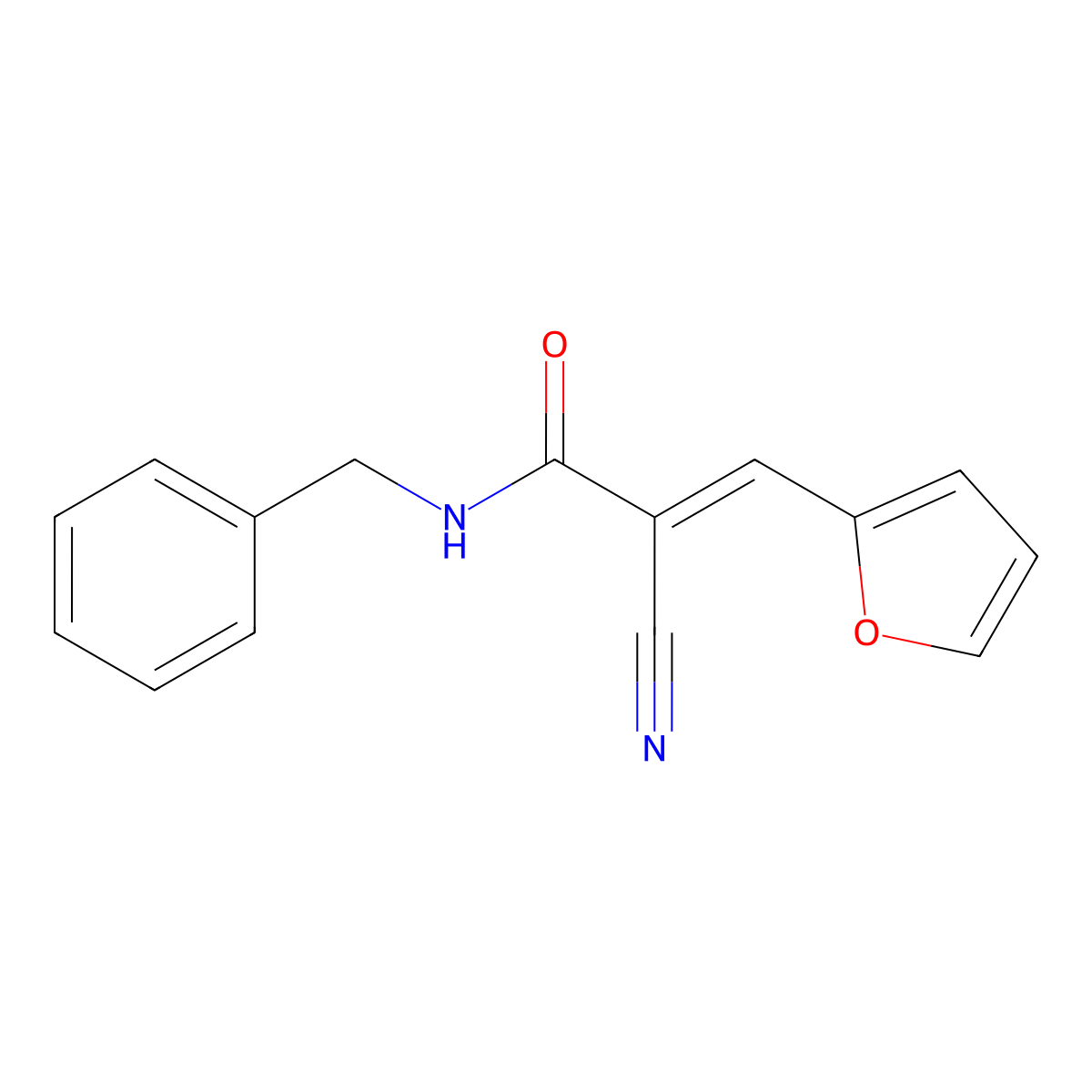 (Z)-N-benzyl-2-cyano-3-(furan-2-yl)prop-2-enamide molecular structure, CAS 196873-86-6