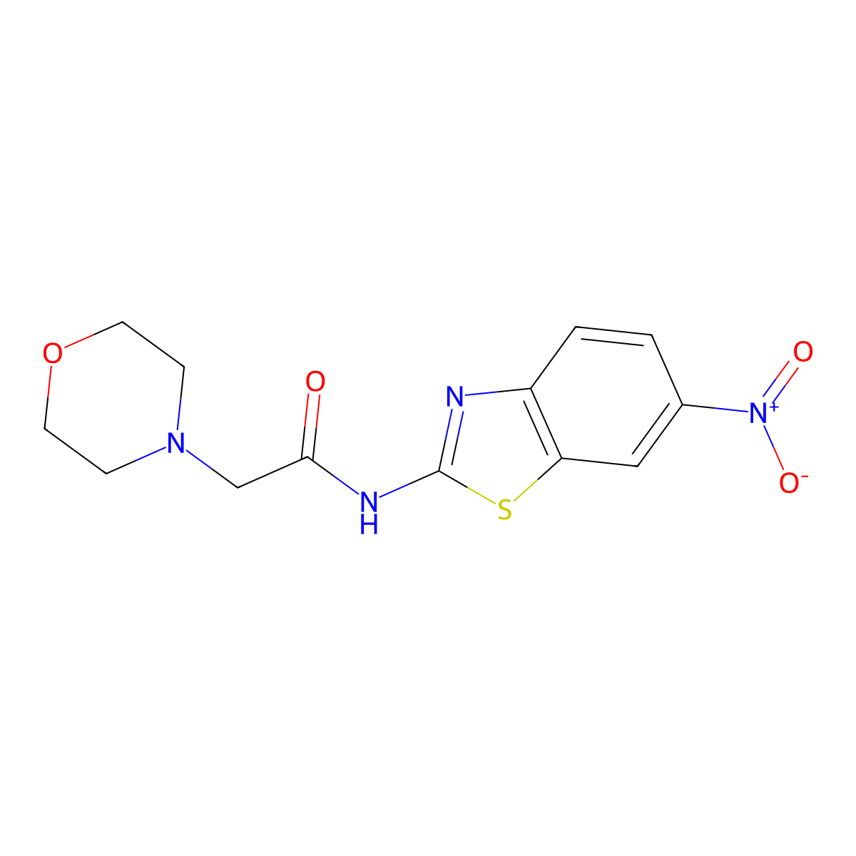 2-morpholin-4-yl-N-(6-nitro-1,3-benzothiazol-2-yl)acetamide molecular structure, CAS 196874-85-8