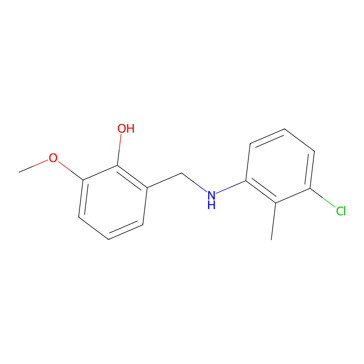 2-{[(3-Chloro-2-methylphenyl)amino]methyl}-6-methoxyphenol molecular structure, CAS 196875-53-3