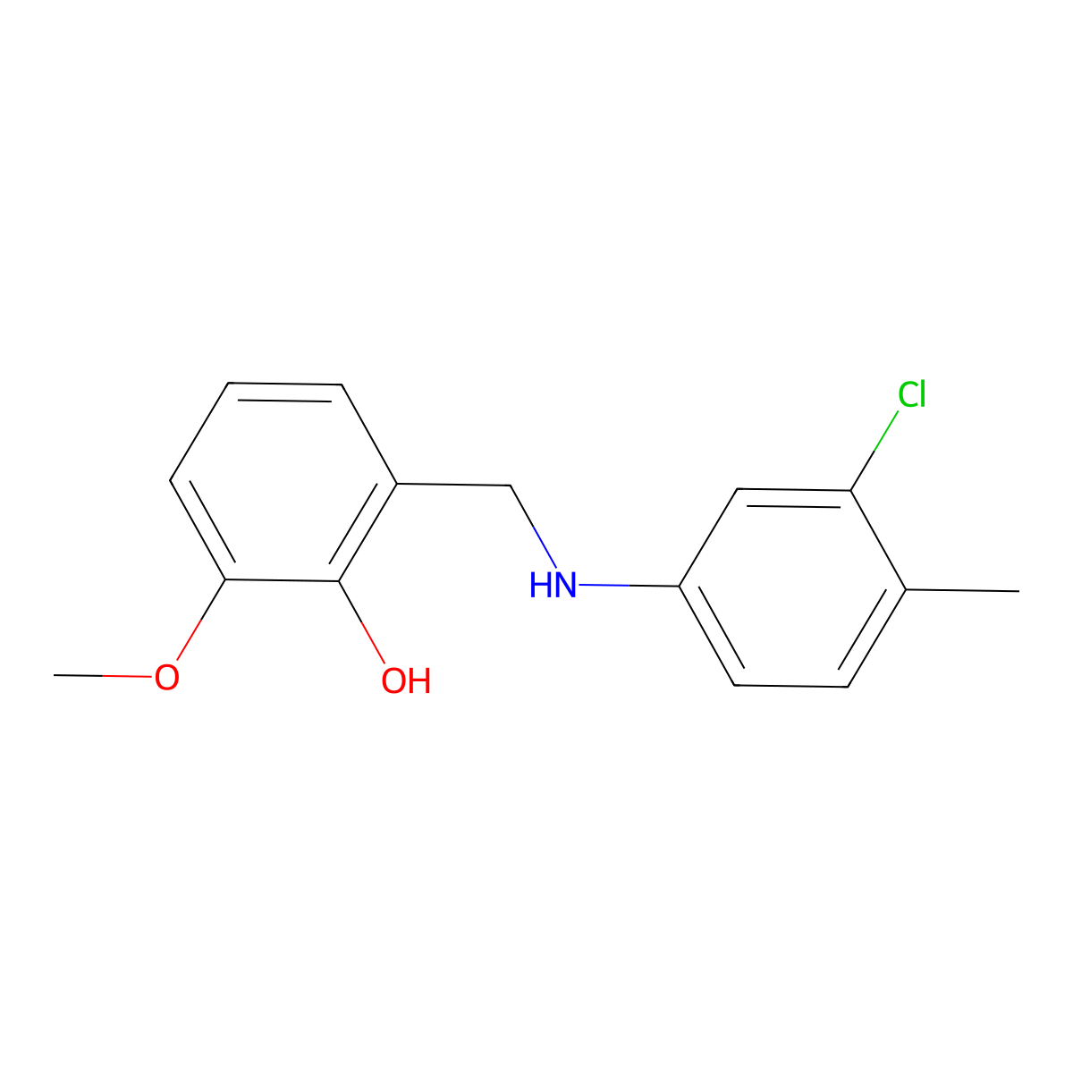 2-(((3-Chloro-4-methylphenyl)amino)methyl)-6-methoxyphenol molecular structure, CAS 196875-54-4