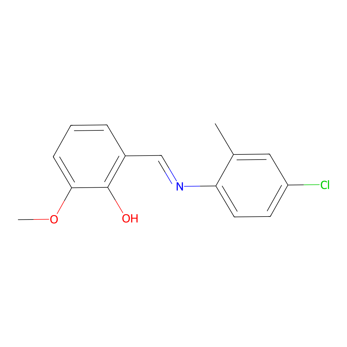 2-{(E)-[(4-chloro-2-methylphenyl)imino]methyl}-6-methoxyphenol molecular structure, CAS 196875-74-8