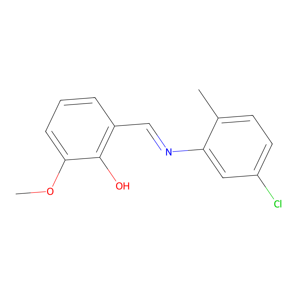 2-{(E)-[(5-chloro-2-methylphenyl)imino]methyl}-6-methoxyphenol molecular structure, CAS 196875-75-9