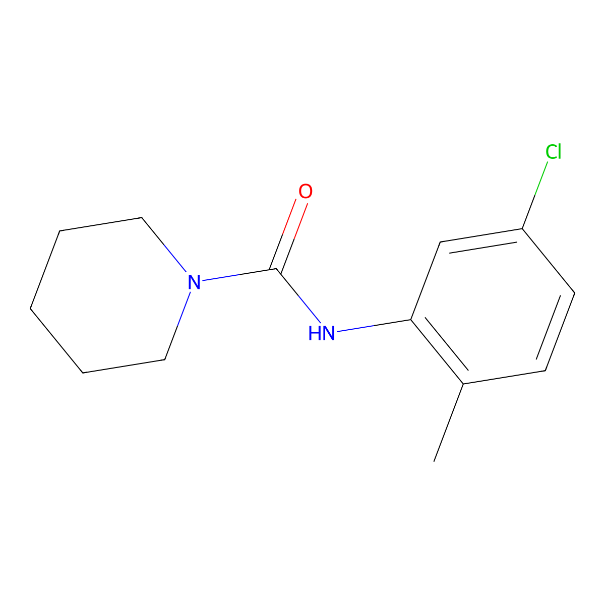 N-(5-chloro-2-methylphenyl)piperidine-1-carboxamide molecular structure, CAS 196878-77-0