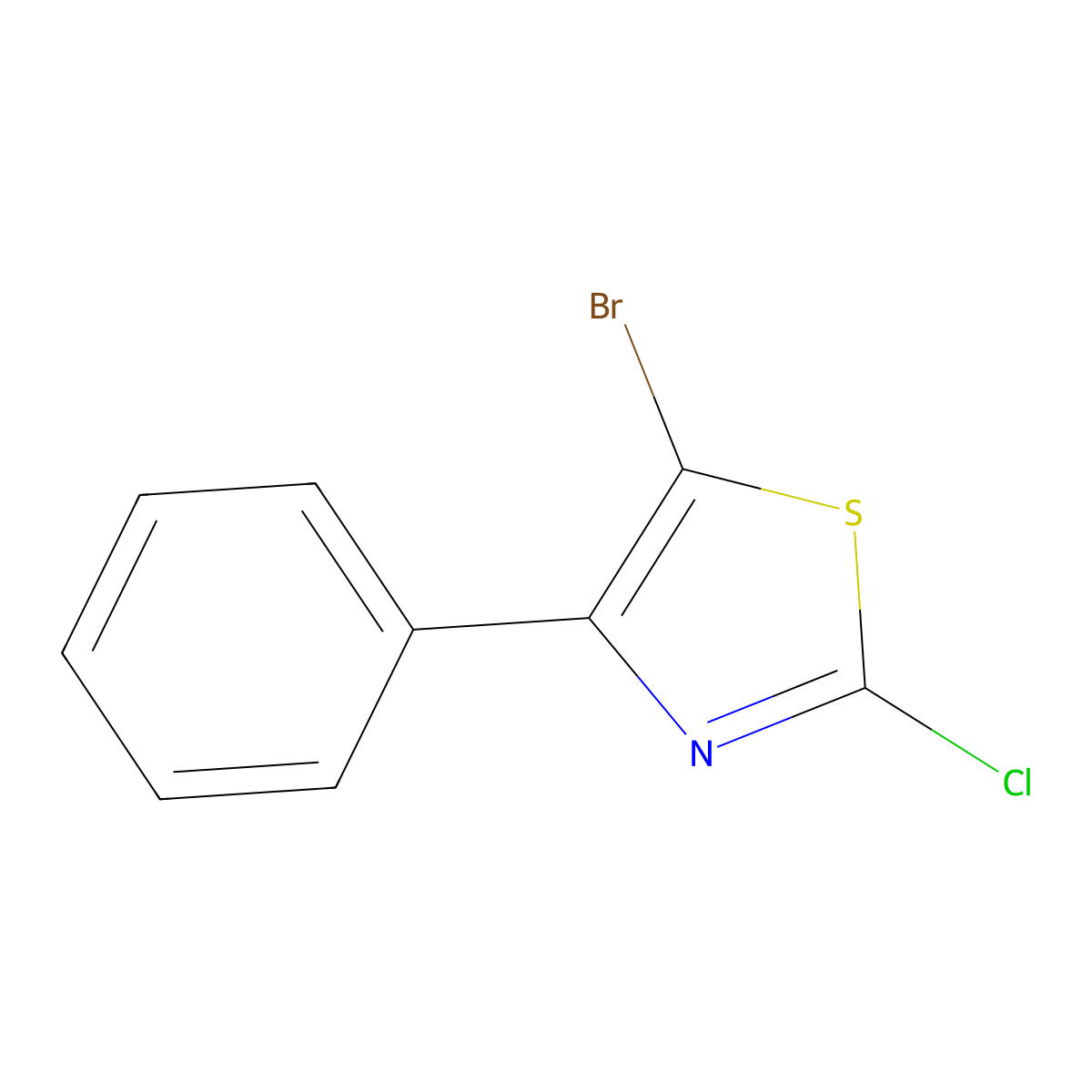 5-Bromo-2-chloro-4-phenylthiazole molecular structure, CAS 19688-18-7