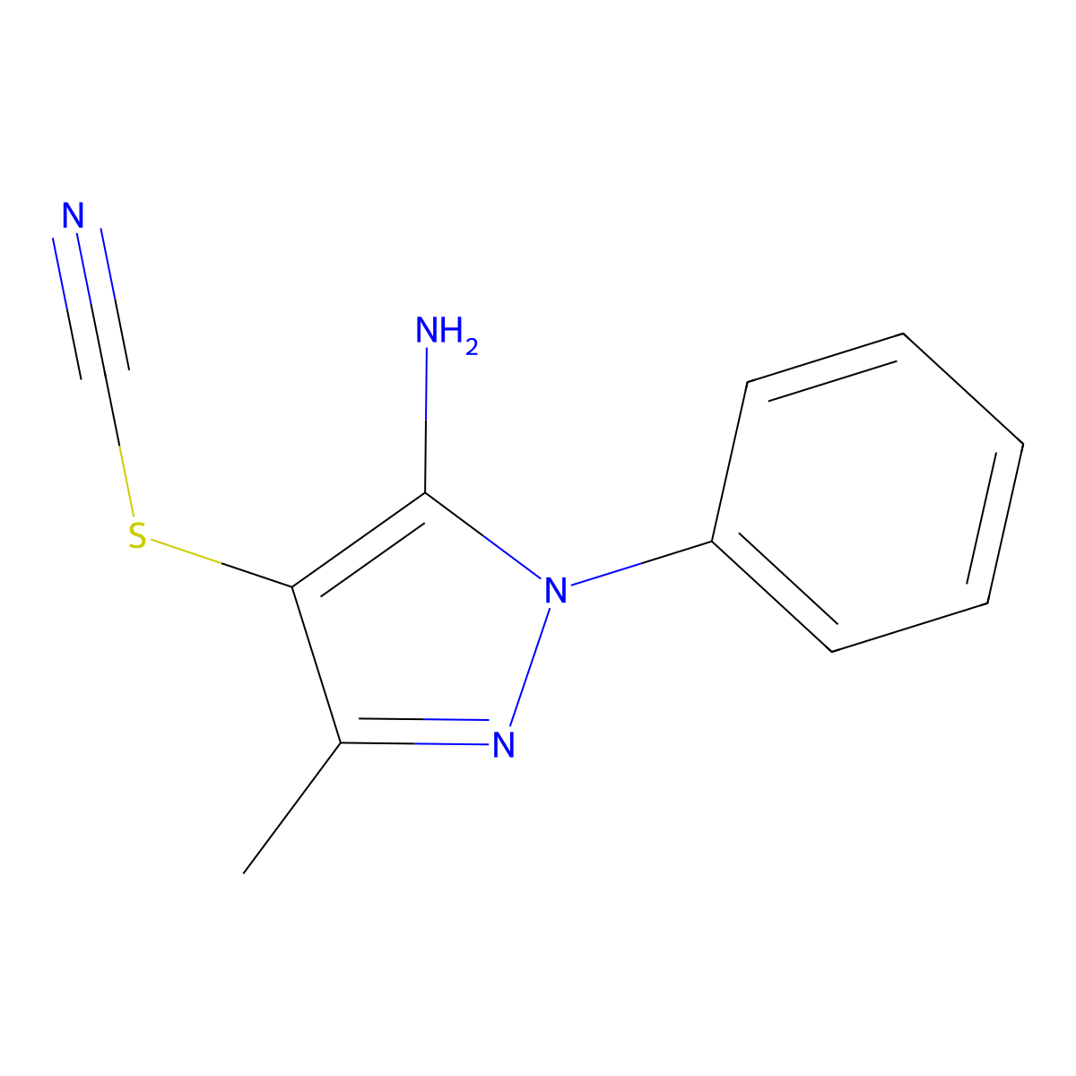 [(5-amino-3-methyl-1-phenyl-1H-pyrazol-4-yl)sulfanyl]formonitrile molecular structure, CAS 19688-95-0