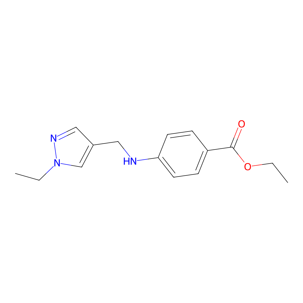 ethyl 4-{[(1-ethyl-1H-pyrazol-4-yl)methyl]amino}benzoate molecular structure, CAS 1968849-37-7
