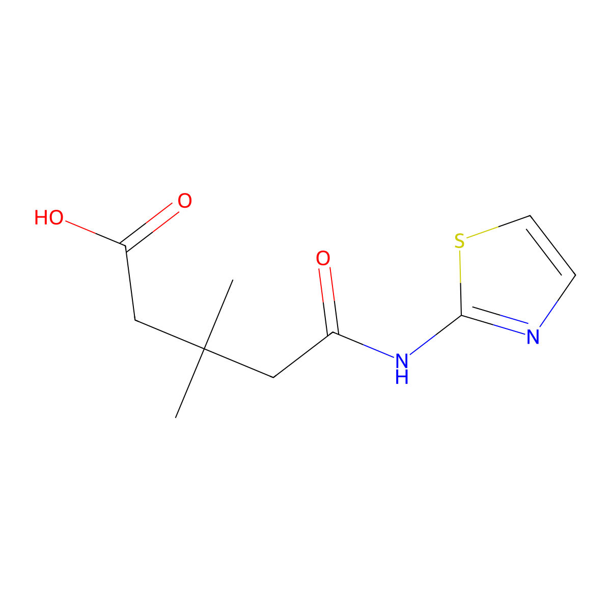 3,3-Dimethyl-5-oxo-5-(1,3-thiazol-2-ylamino)pentanoic acid molecular structure, CAS 19691-98-6