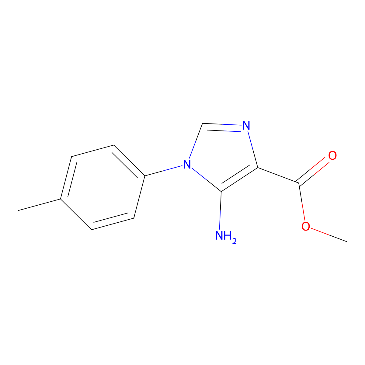 methyl 5-amino-1-(4-methylphenyl)-1H-imidazole-4-carboxylate molecular structure, CAS 1969139-98-7
