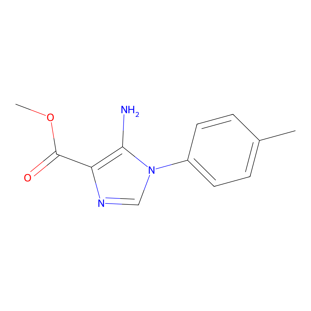 methyl 5-amino-1-(4-methylphenyl)-1H-imidazole-4-carboxylate molecular structure, CAS 1969139-98-7