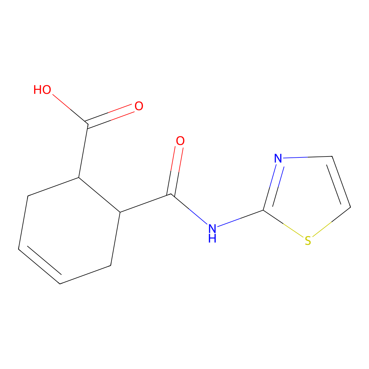 N-(2-Thiazolyl)-1,2,3,6-tetrahydrophthalamic acid molecular structure, CAS 19692-02-5