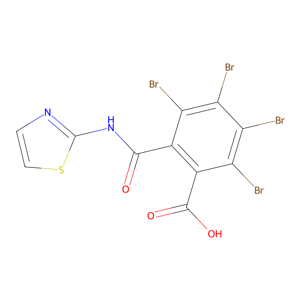 2,3,4,5-Tetrabromo-6-(1,3-thiazol-2-ylcarbamoyl)benzoic acid molecular structure, CAS 19692-03-6