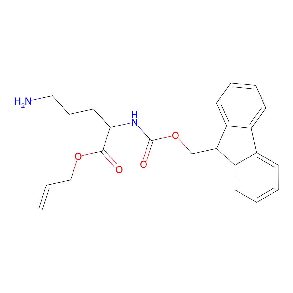 allyl 2-((((9H-fluoren-9-yl)methoxy)carbonyl)amino)-5-aminopentanoate molecular structure, CAS 196927-83-0