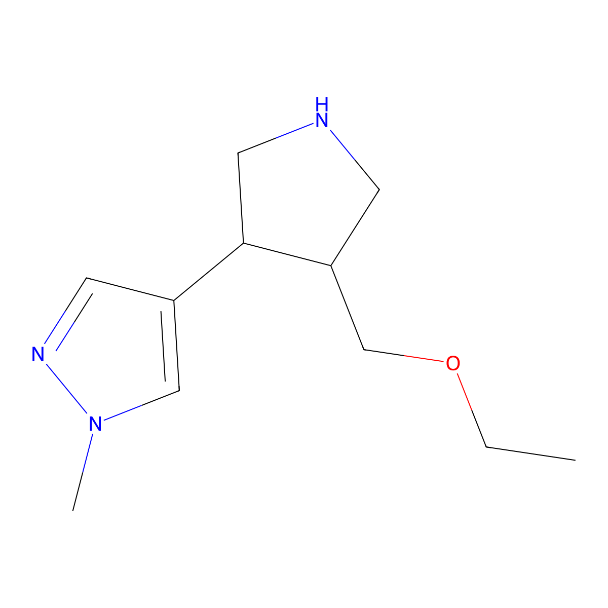 rac-4-[(3R,4S)-4-(ethoxymethyl)pyrrolidin-3-yl]-1-methyl-1H-pyrazole molecular structure, CAS 1969287-50-0