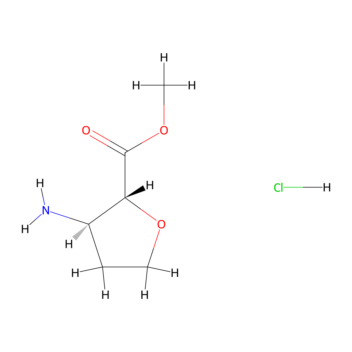 rac-methyl (2R,3S)-3-aminooxolane-2-carboxylate hydrochloride molecular structure, CAS 1969287-67-9