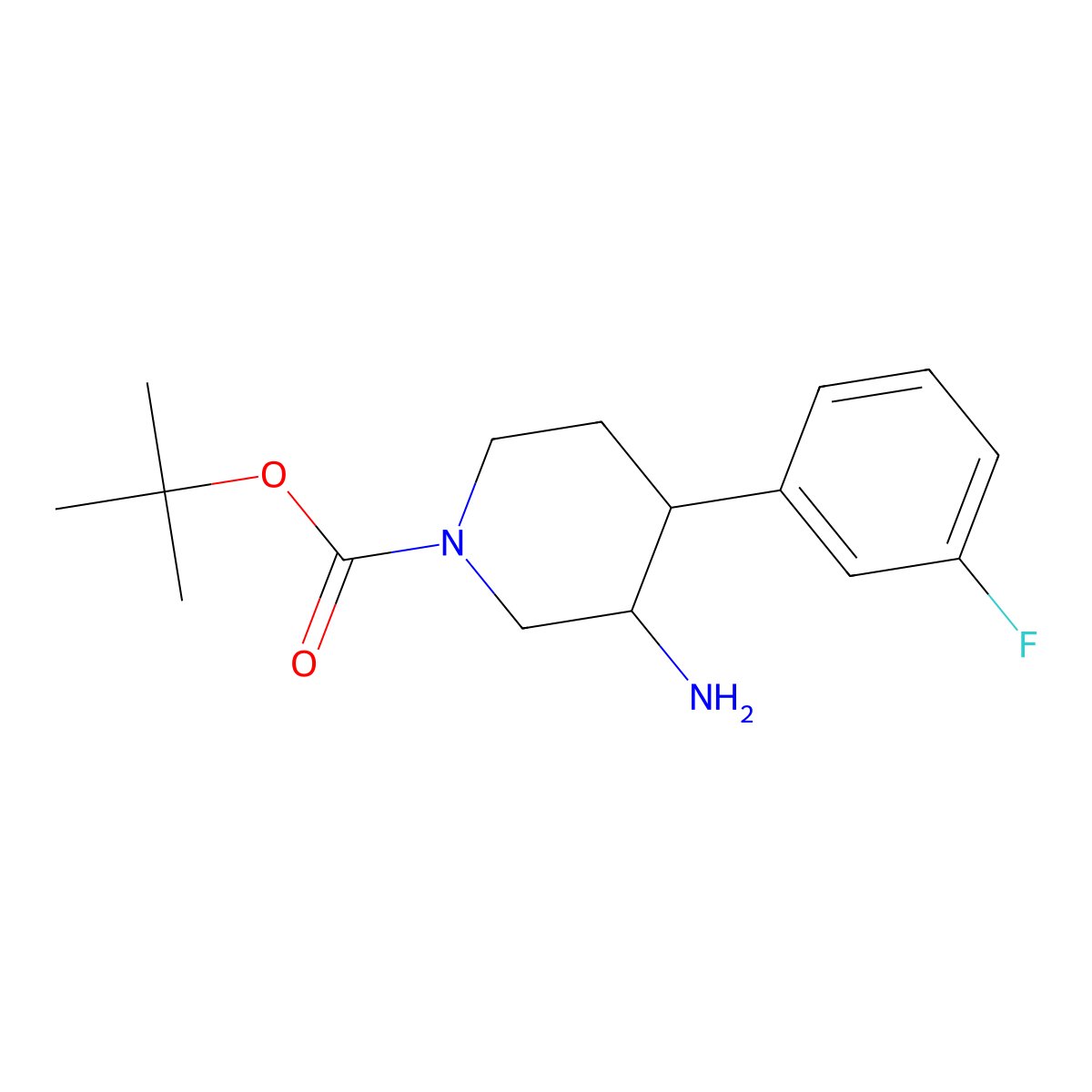 rac-tert-butyl (3R,4S)-3-amino-4-(3-fluorophenyl)piperidine-1-carboxylate, cis molecular structure, CAS 1969287-82-8