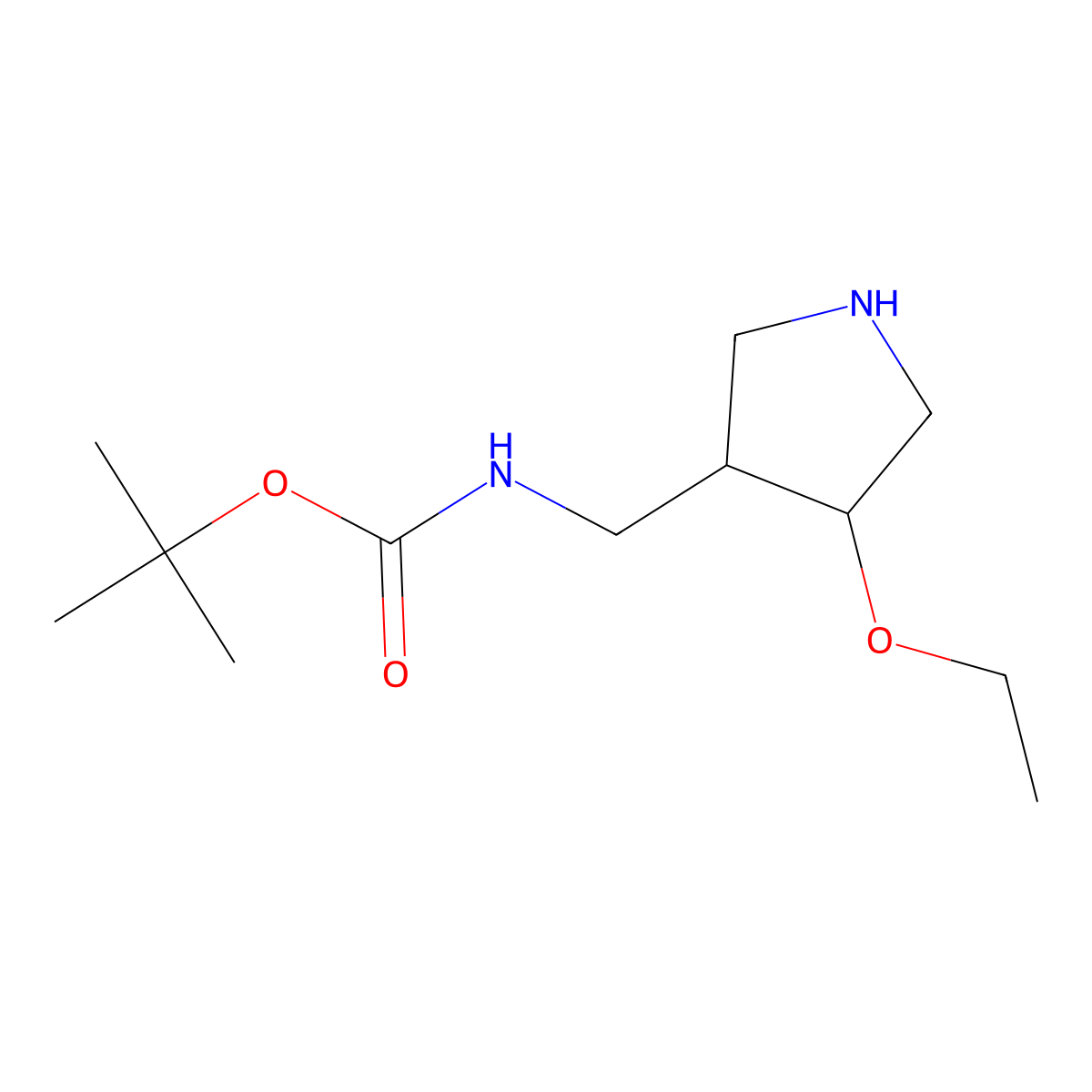 tert-butyl N-[[(3S,4S)-4-ethoxypyrrolidin-3-yl]methyl]carbamate molecular structure, CAS 1969287-93-1