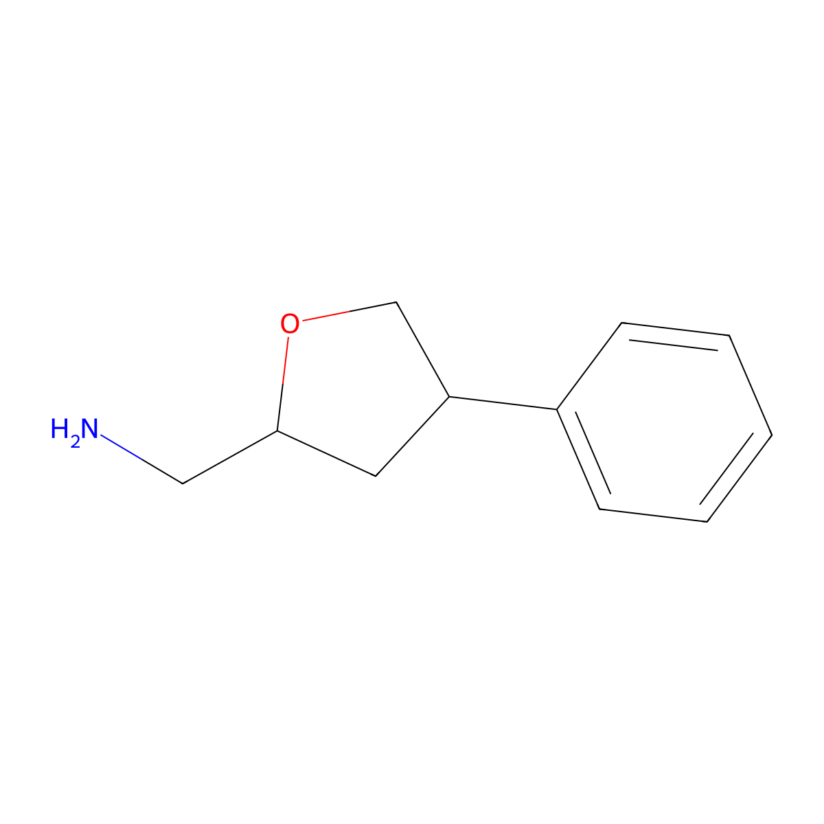 rac-[(2R,4S)-4-phenyloxolan-2-yl]methanamine, cis molecular structure, CAS 1969288-00-3