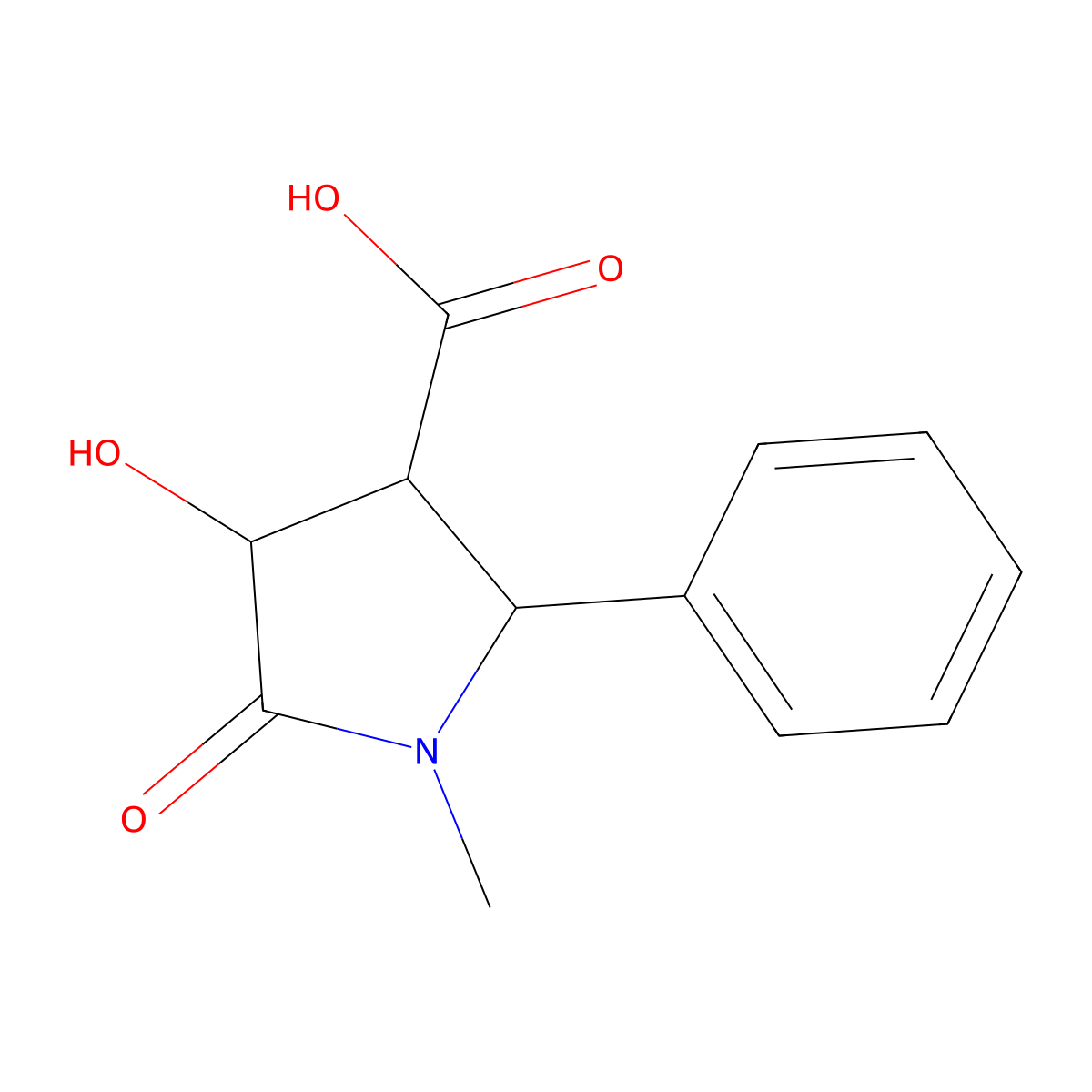 (2S,3S,4S)-4-Hydroxy-1-methyl-5-oxo-2-phenylpyrrolidine-3-carboxylic acid molecular structure, CAS 1969288-31-0