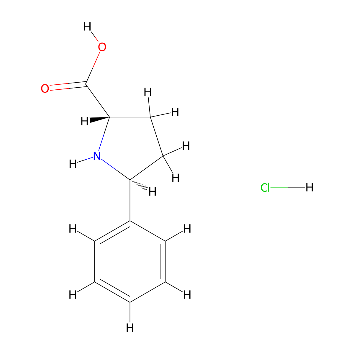 (2S,5S)-5-phenylpyrrolidine-2-carboxylic acid hydrochloride molecular structure, CAS 1969288-36-5