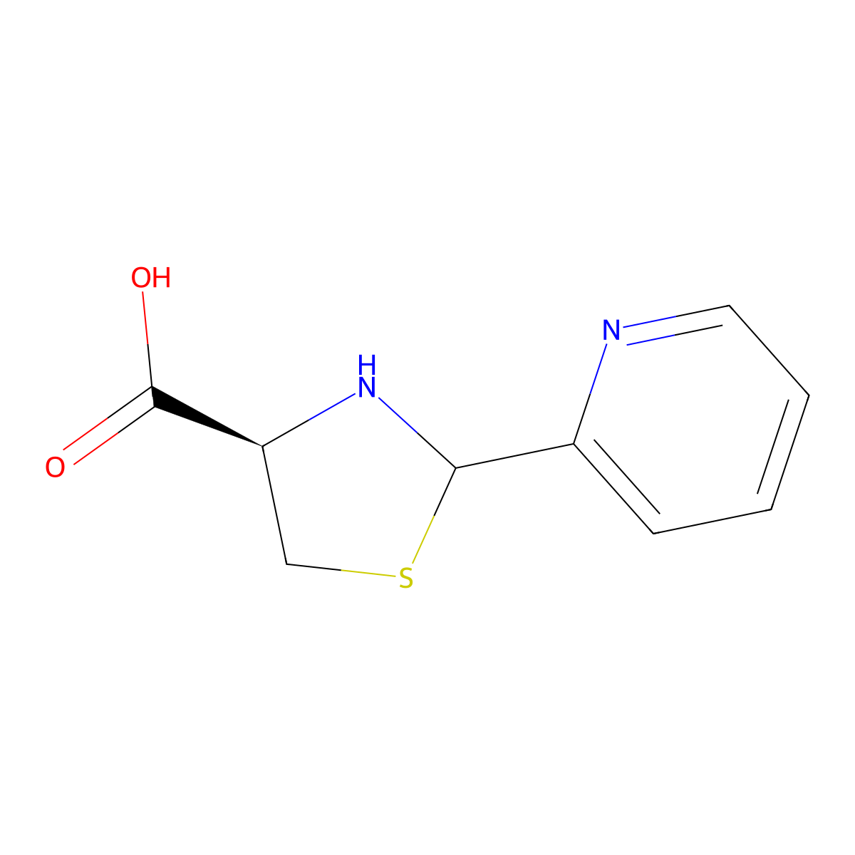2-Pyridin-2-yl-1,3-thiazolidine-4-carboxylic acid molecular structure, CAS 196930-42-4