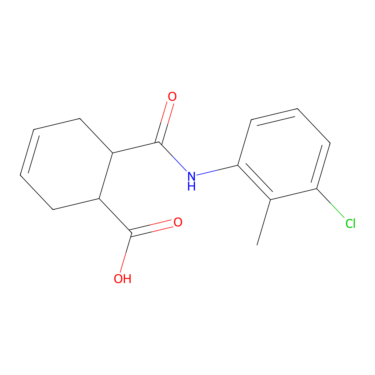 6-[(3-Chloro-2-methylphenyl)carbamoyl]cyclohex-3-ene-1-carboxylic acid molecular structure, CAS 196934-80-2