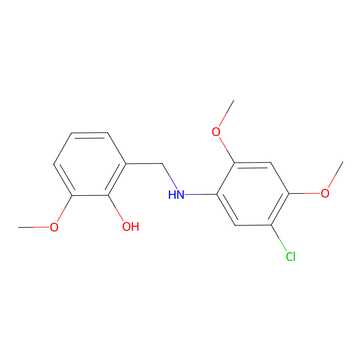 2-{[(5-Chloro-2,4-dimethoxyphenyl)amino]methyl}-6-methoxyphenol molecular structure, CAS 196938-27-9