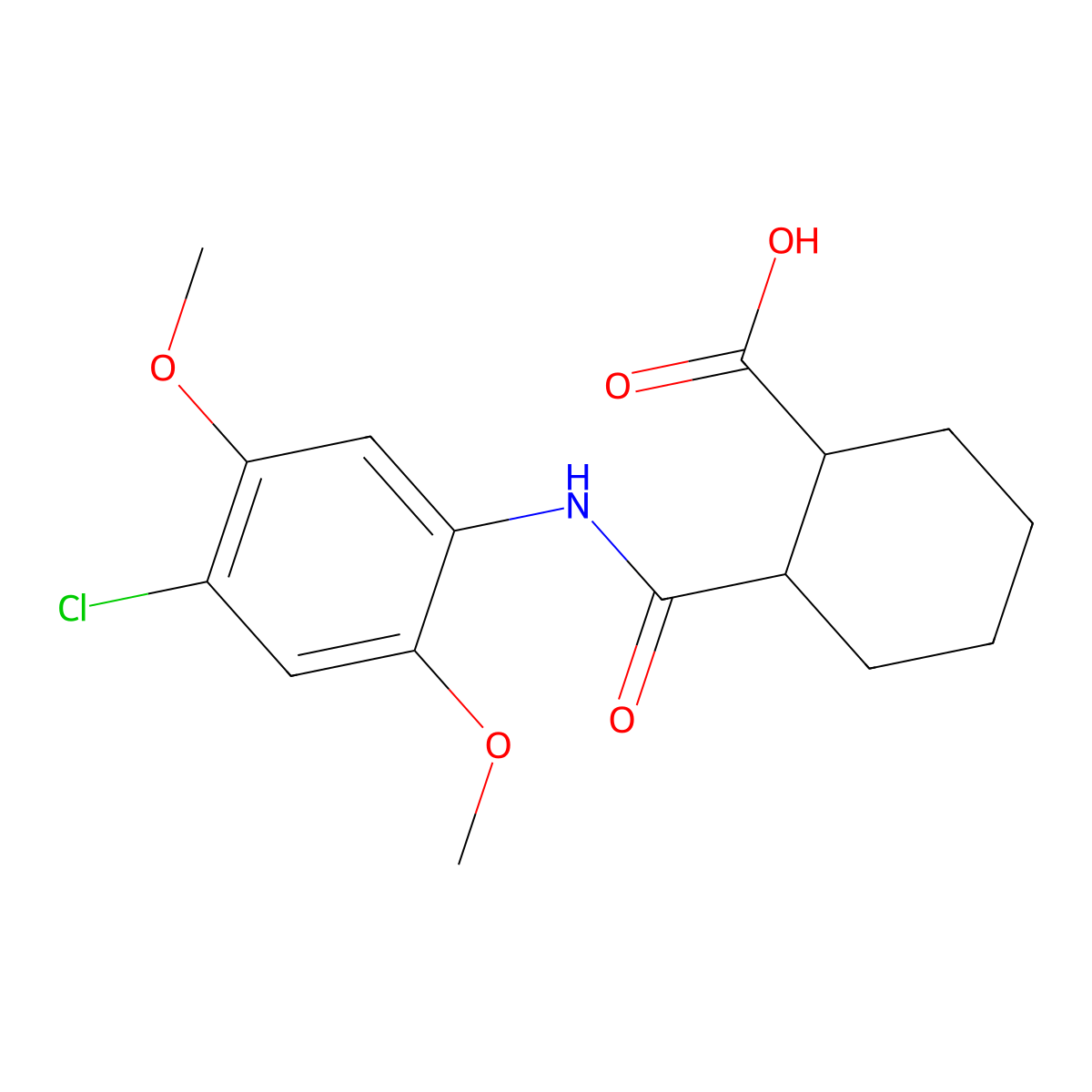 2-((4-Chloro-2,5-dimethoxyphenyl)carbamoyl)cyclohexanecarboxylic acid molecular structure, CAS 196938-44-0