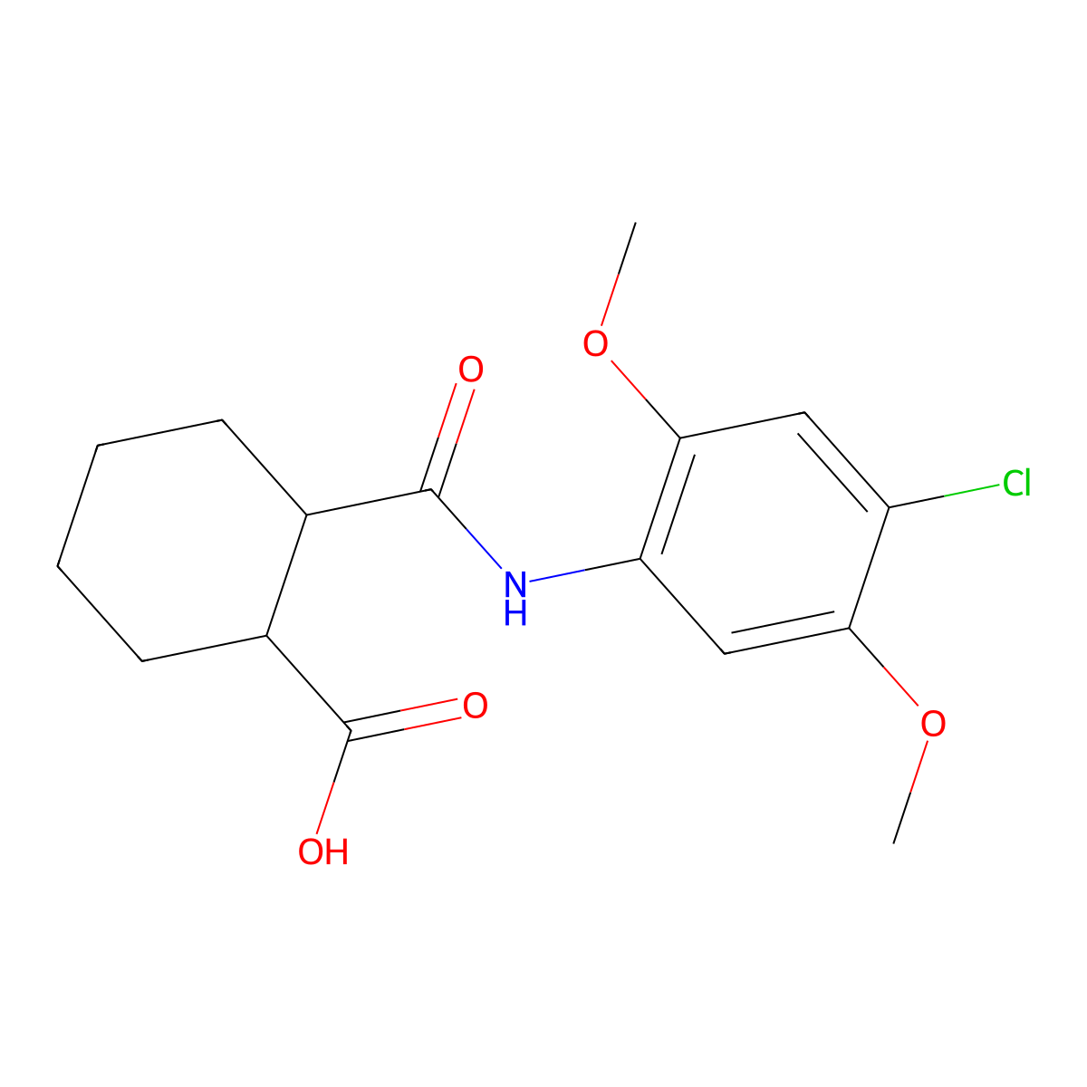 2-((4-Chloro-2,5-dimethoxyphenyl)carbamoyl)cyclohexanecarboxylic acid molecular structure, CAS 196938-44-0