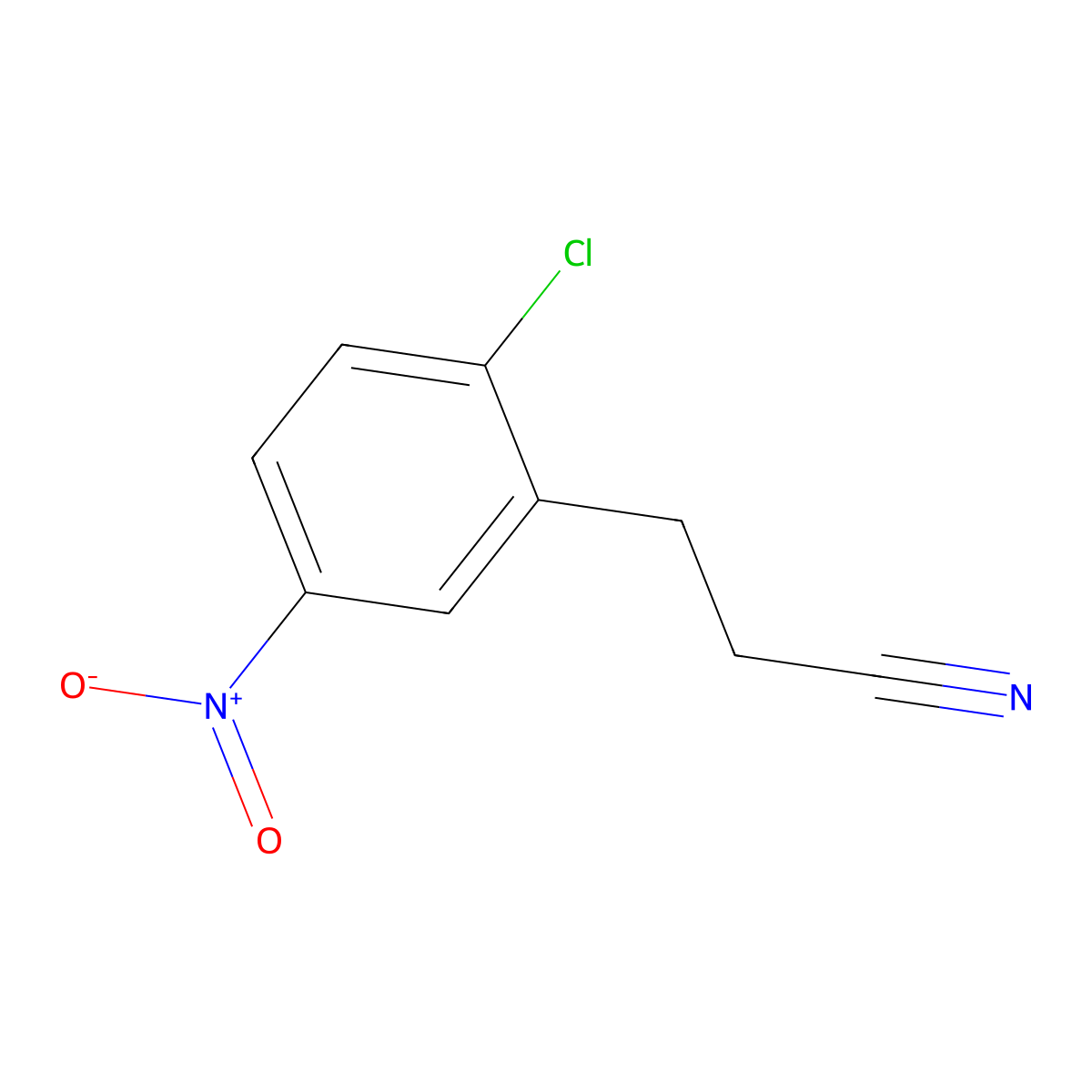 3-(2-Chloro-5-nitrophenyl)propanenitrile molecular structure, CAS 196943-48-3