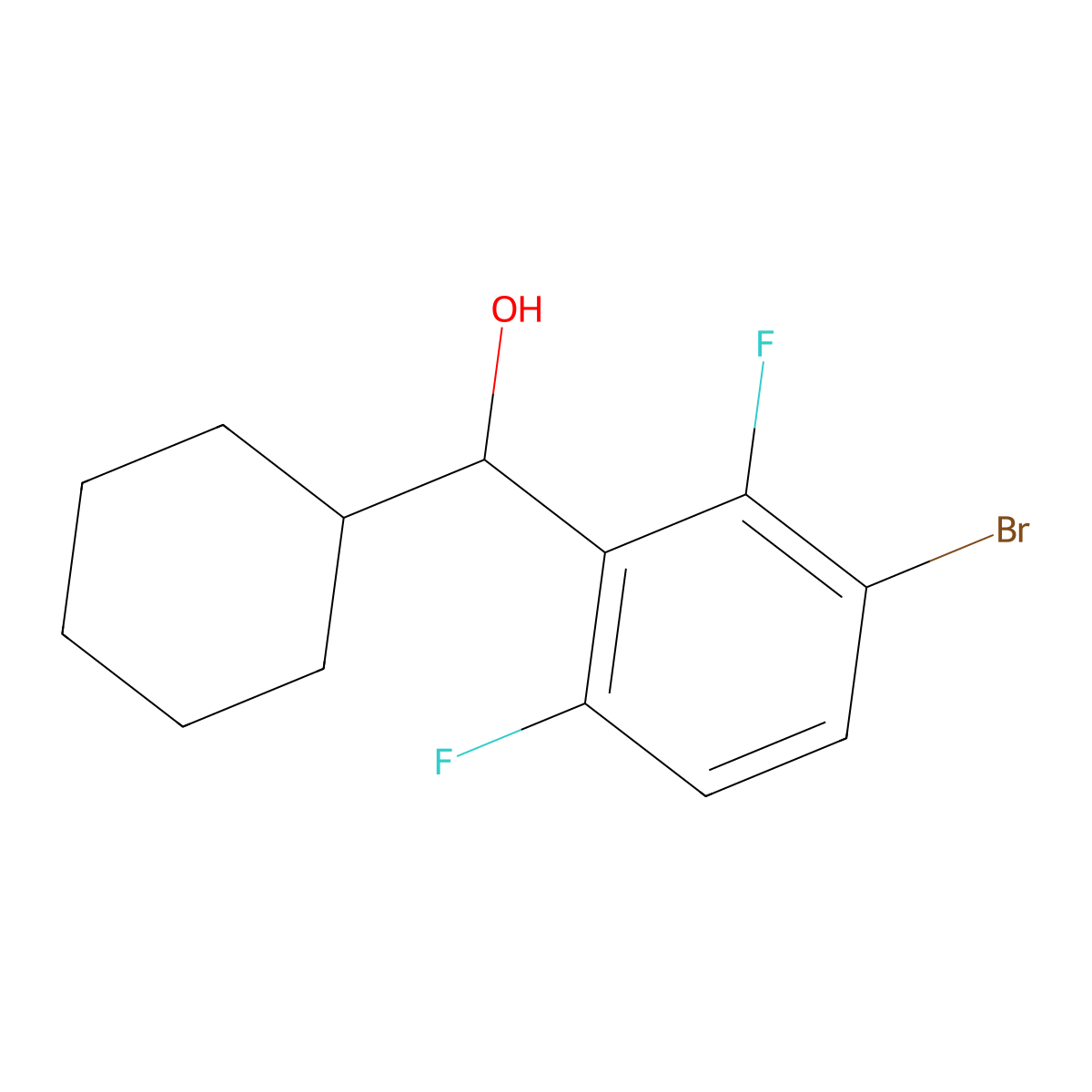 (3-Bromo-2,6-difluorophenyl)(cyclohexyl)methanol molecular structure, CAS 1969534-40-4