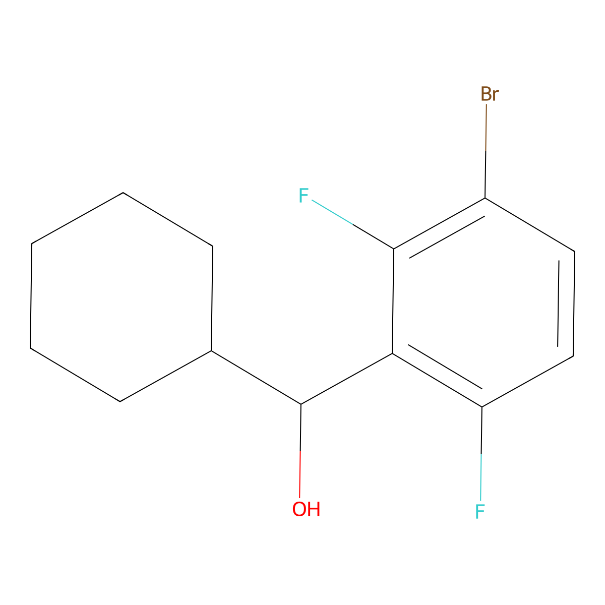 (3-Bromo-2,6-difluorophenyl)(cyclohexyl)methanol molecular structure, CAS 1969534-40-4