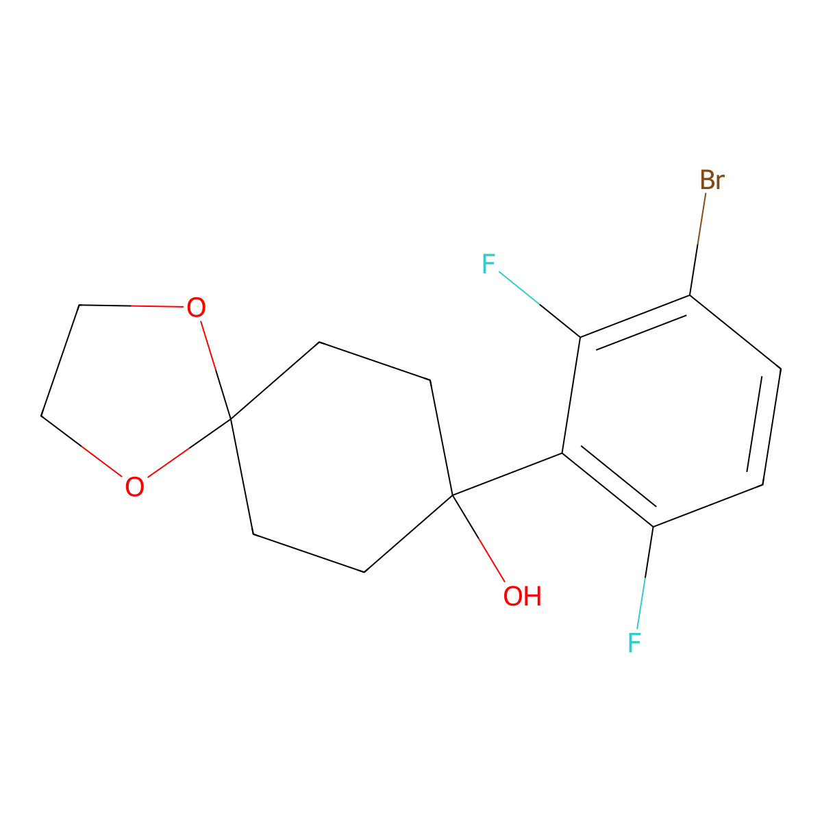 8-(3-Bromo-2,6-difluorophenyl)-1,4-dioxaspiro[4.5]decan-8-ol molecular structure, CAS 1969534-60-8