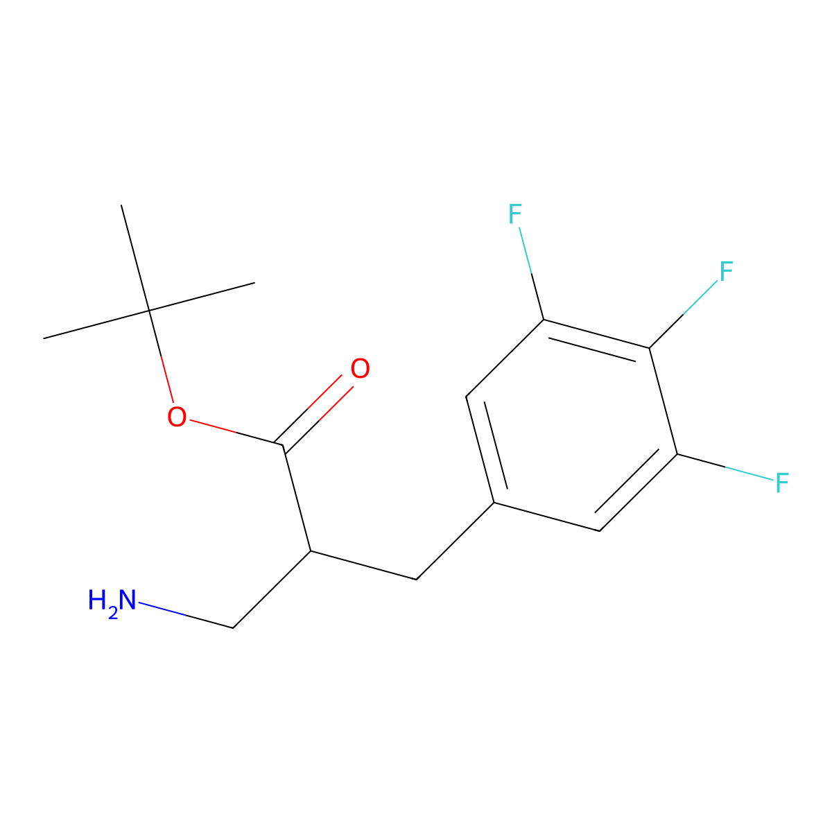 Tert-butyl 3-amino-2-[(3,4,5-trifluorophenyl)methyl]propanoate molecular structure, CAS 1969558-77-7