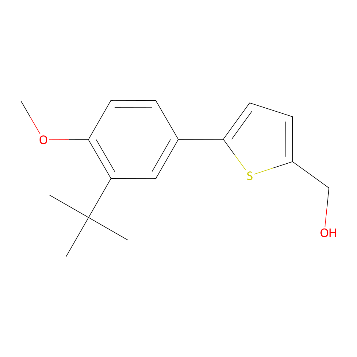5-(3-Tert-butyl-4-methoxyphenyl)-2-thiophenemethanol molecular structure, CAS 196960-91-5