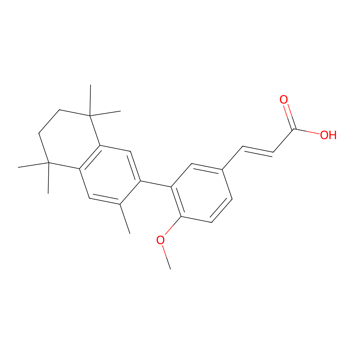 3-(4-Methoxy-3-(3,5,5,8,8-pentamethyl-5,6,7,8-tetrahydronaphthalen-2-yl)phenyl)acrylic acid molecular structure, CAS 196961-44-1