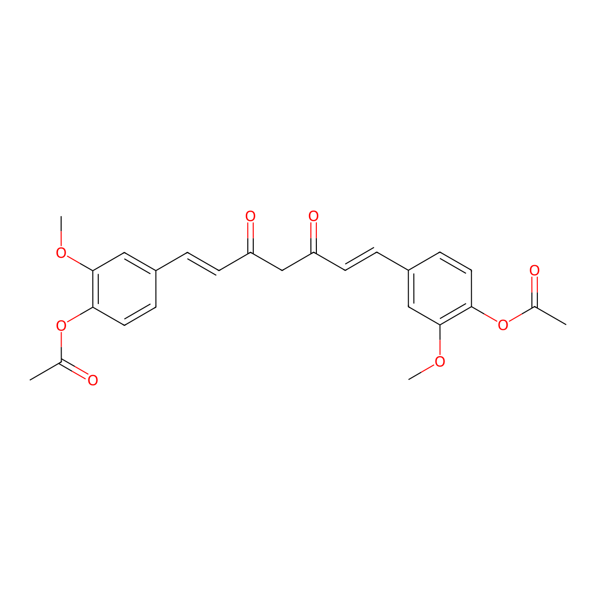 Diacetylcurcumin molecular structure, CAS 19697-86-0