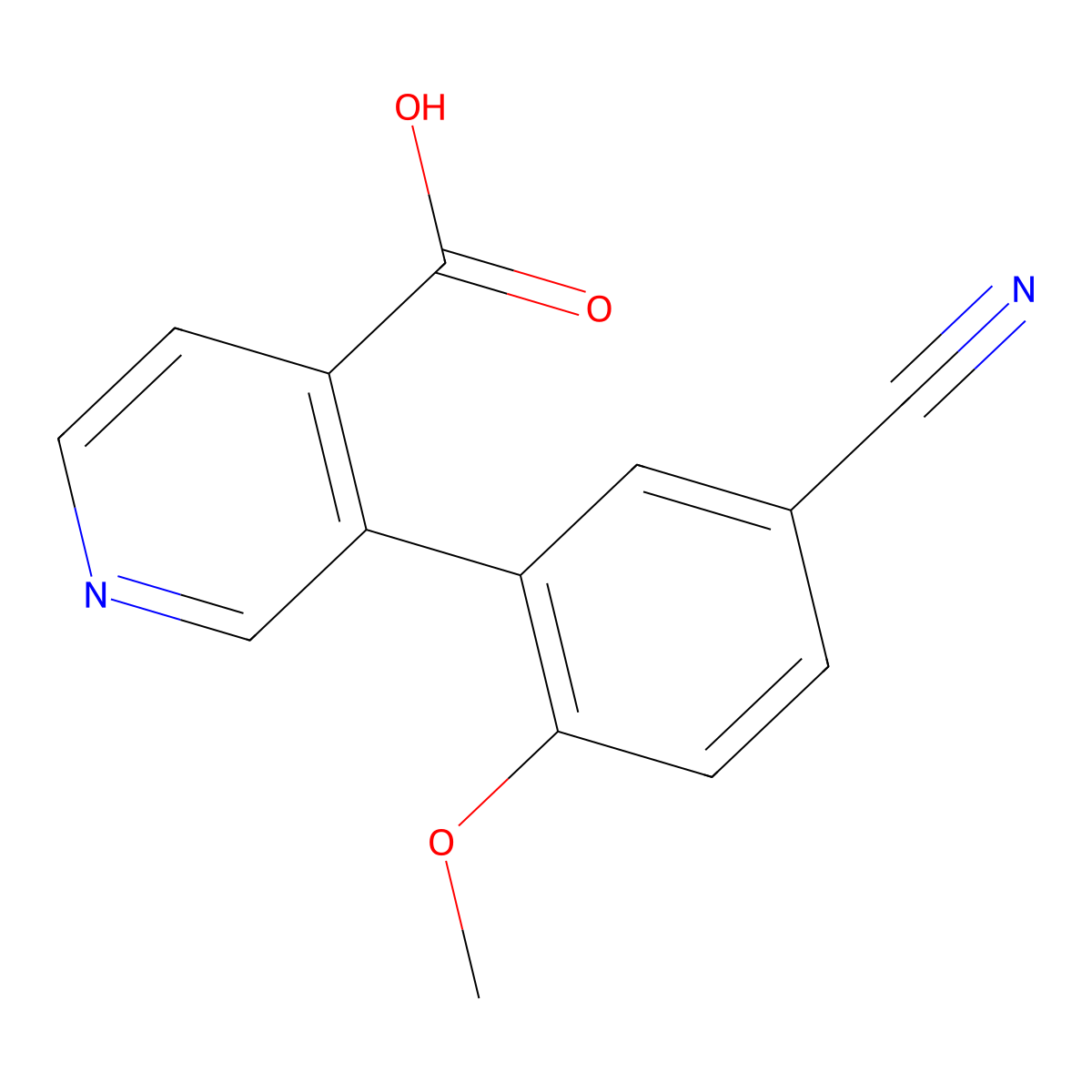 3-(5-Cyano-2-methoxyphenyl)-4-pyridinecarboxylic acid molecular structure, CAS 1969732-04-4