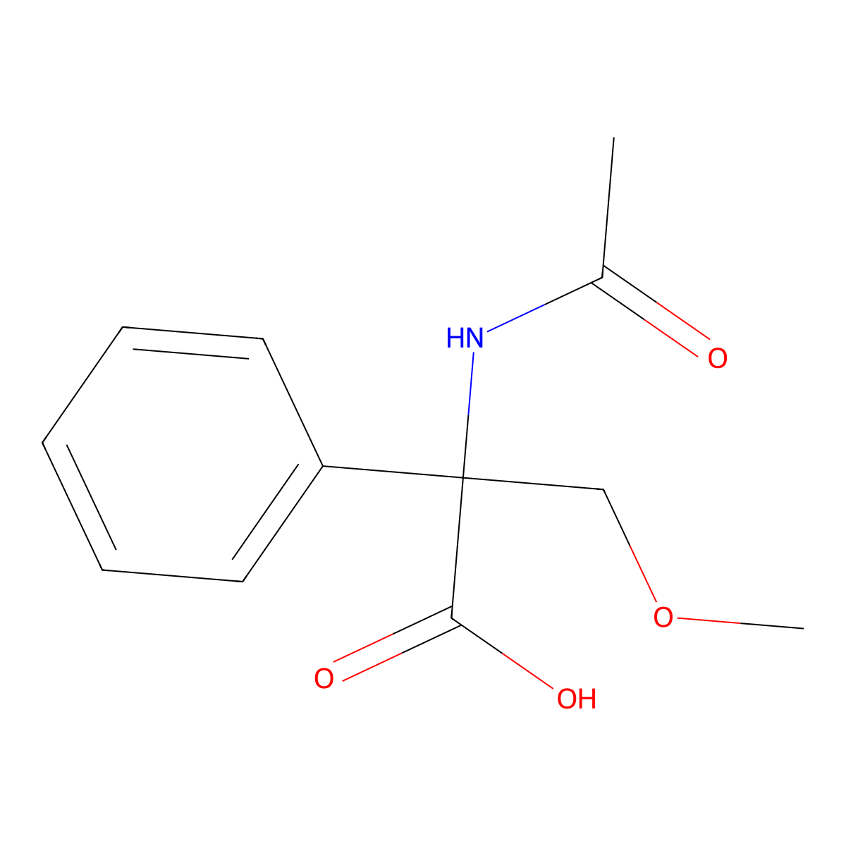 2-Acetamido-3-methoxy-2-phenylpropanoic acid molecular structure, CAS 1969997-80-5